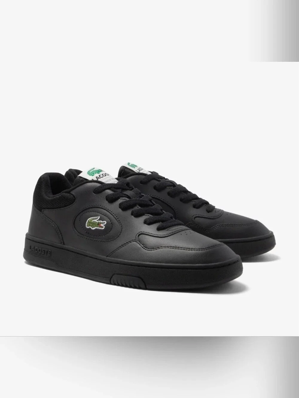 Lacoste Tennis Heritage Low Top Black Leather Sneakers Green Crocodile Mens 12